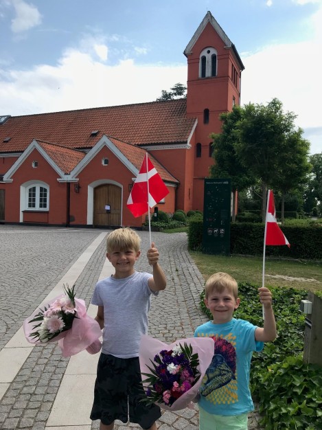 Boys with flags